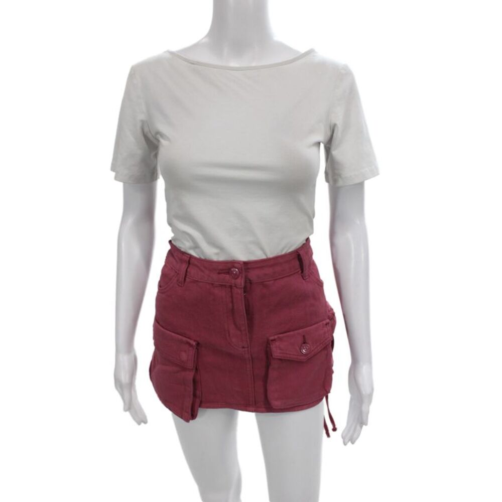 Steve Madden Women Red Cotton Blend Cargo Skirt Size 4